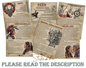 Deer Mayan Astrology Printable Pages: Book of Shadows (Digital Download)