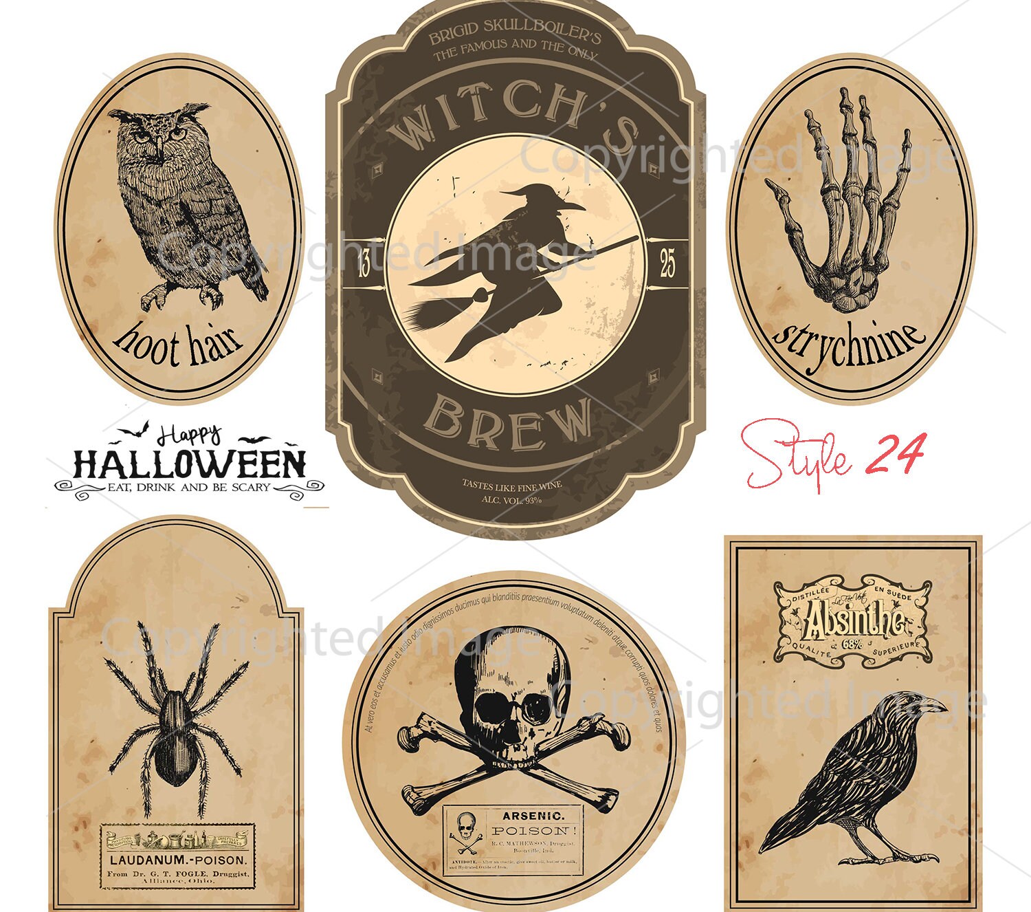 33 Different Halloween Vintage Apothecary Labels Printable Potion Paper ...