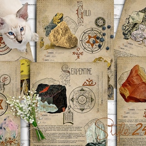 Book of Shadows, Printable pages of Crystals and Minerals, Witchcraft, BOS Sheets, Magic Potion, Spell Ingredient, Witch encyclopedia 3 DIY