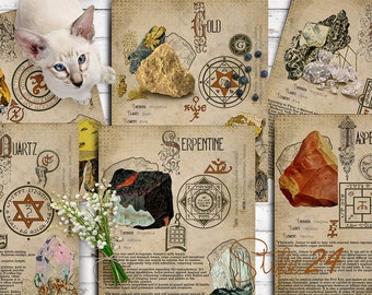 Book of Shadows, Printable pages of Crystals and Minerals, Witchcraft, BOS Sheets, Magic Potion, Spell Ingredient, Witch encyclopedia 3 DIY