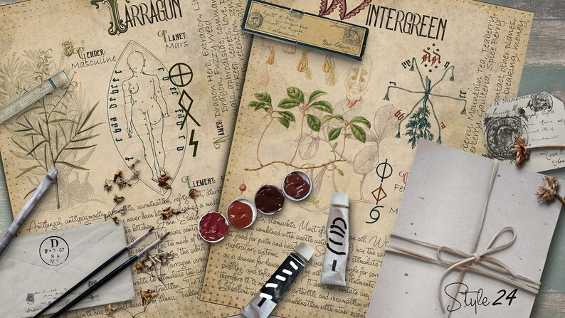 green witch printable pages of herbs magic potion herbal