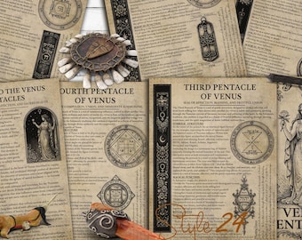 Venus-Pentakel Salomos – Druckbare Grimoire-Seiten (7-seitiges digitales Buch der Schatten-Set)