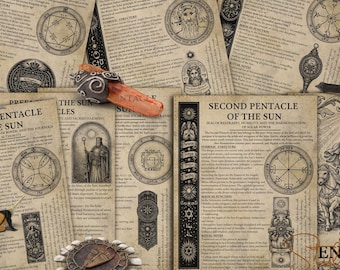 Salomons Pentakel der Sonne – Druckbare Book-of-Shadows-Seiten (9-seitiges Grimoire-Set)