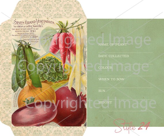 6 Different Antique Garden Vegetables Seed Packets Nr 3 Etsy