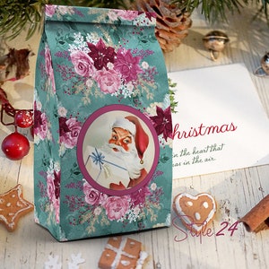 DIY Vintage Printable Christmas 6 Bag Set, Favour bag, Treat bag, Gift bag, Christmas favour bag, Santa, printable bag, Instant download image 7