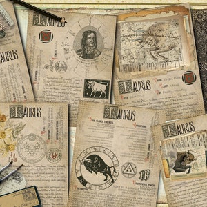 Taurus Astrological Sign Correspondences Book of Shadows Printable 7 pages, Witchcraft, BOS Digital Download, Wicca, Astrology, Horoscope