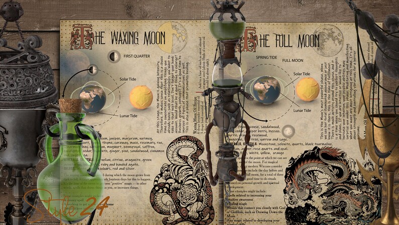 Book of Shadows, Printable Lunar Cycle, BOS Sheets, Moon Phases, Lunar Calendar 2026, Witchcraft, digital download, pagan, full moon magic