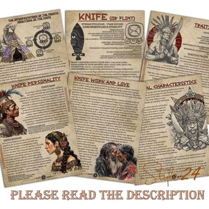 Knife (Flint)- Mayan Astrology, Book of Shadows Printable Pages, Mayan Birth Chart Reading, Destiny Chart, Correspondence, Book of Shadows