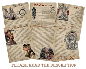 Knife (Flint)- Mayan Astrology, Book of Shadows Printable Pages, Mayan Birth Chart Reading, Destiny Chart, Correspondence, Book of Shadows