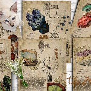 Libro de las Sombras, Páginas imprimibles de Cristales y Minerales, Brujería, Hojas BOS, Poción Mágica, Ingrediente de Hechizo, Enciclopedia de Brujas 1 DIY