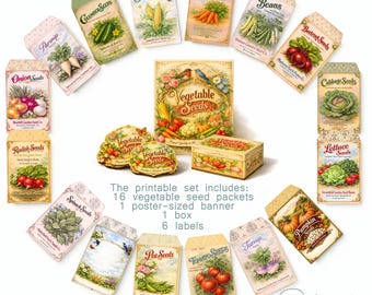 Victorian Botanical Series - Gemüsesamen-Printables-Kollektion