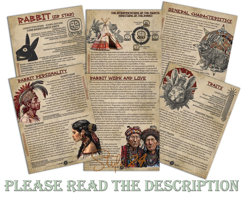 Mayan Golden Rabbit Mayan Astrology Rabbit Sign: Book of Shadows Printable Pages (digital ...