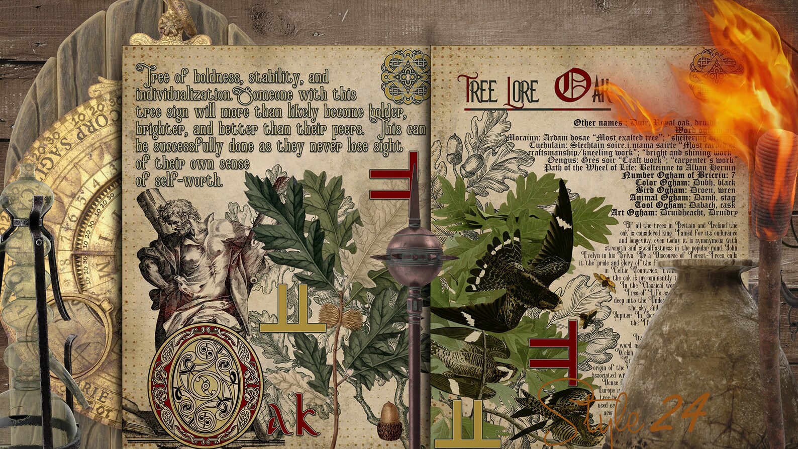 Oak the Druids Calendar Gallic Horoscope Printable Book of Etsy UK