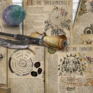 Beltane Wicca Sabbat, Buch der Schatten, Printable Witchcraft, BOS, digitaler Download, Zauber, Magie, grüne Hexe, Traditionen, Schriftkorrespondenzen