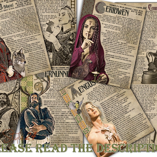 Celtic Gods And Goddesses #2, Printable BOS Witch Journal Pages, Correspondence, Wiccan Mythology, Digital Grimoire Pages, Book of Shadows