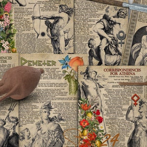 Griechische Göttinnen 2, Buch der Schatten, Schriftkorrespondenzen, Printable Sheets, Digital BOS, Magie, Mythologie, antikes Griechenland, Witchcraft DIY