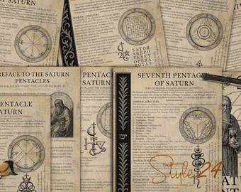 Salomos Saturn‑Pentakel – Druckbare Book of Shadows Seiten (9‑seitiges Grimoire‑Set)