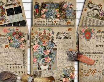 No 4, Book of Shadows, Printable pages of Signs & Symbols: Magical Alphabets, Spiritual, Symbolism, Printable, BOS Sheets,Wiccan, Witchcraft