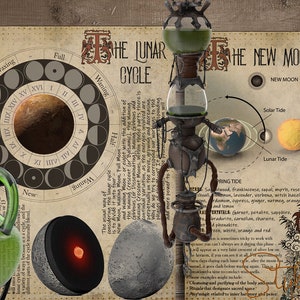 Book of Shadows, Printable Lunar Cycle, BOS Sheets, Moon Phases, Lunar Calendar 2026, Witchcraft, digital download, pagan, full moon magic