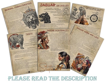 Jaguar (Ocelot)- Mayan Astrology, Book of Shadows Printable Pages, Mayan Birth Chart Reading, Destiny Chart, Correspondence, Digital BOS