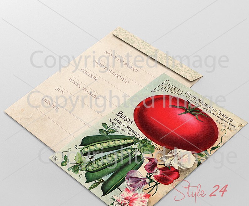 Antique Garden Vegetable Seed Packet Images, Victorian Ephemera (Digital Sheet) image 2