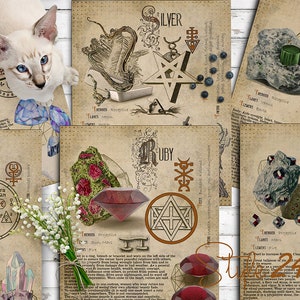 Book of Shadows, Printable pages of Crystals and Minerals, Witchcraft, BOS Sheets, Magic Potion, Spell Ingredient, Witch encyclopedia 2 DIY