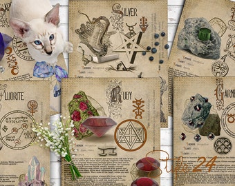 Book of Shadows, Printable pages of Crystals and Minerals, Witchcraft, BOS Sheets, Magic Potion, Spell Ingredient, Witch encyclopedia 2 DIY