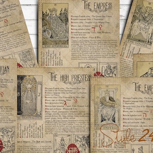 Tarotcorrespondenties #1, boek der schaduwen, afdrukbare hekserij, BOS-bladen, tarotkaarten, orakelspel, waarzeggerij, waarzegster DIY