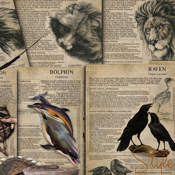 Printable Animal Symbiology 4, Book of Shadows - Spirit Animal, Totem Animal, Power Animal, Celtic Symbolism, Mythology, Folklore, BOS, DIY