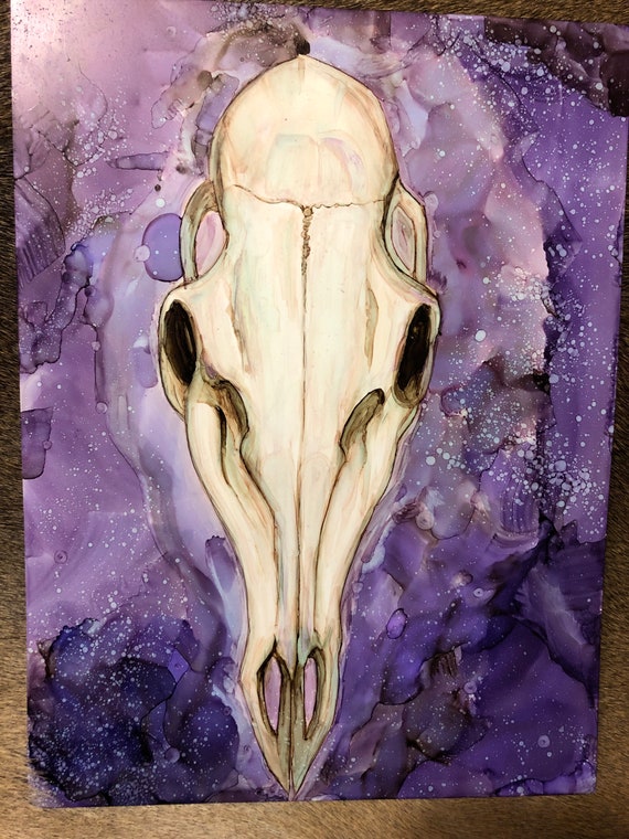 Mystic Doe Skull Original Painting | Etsy