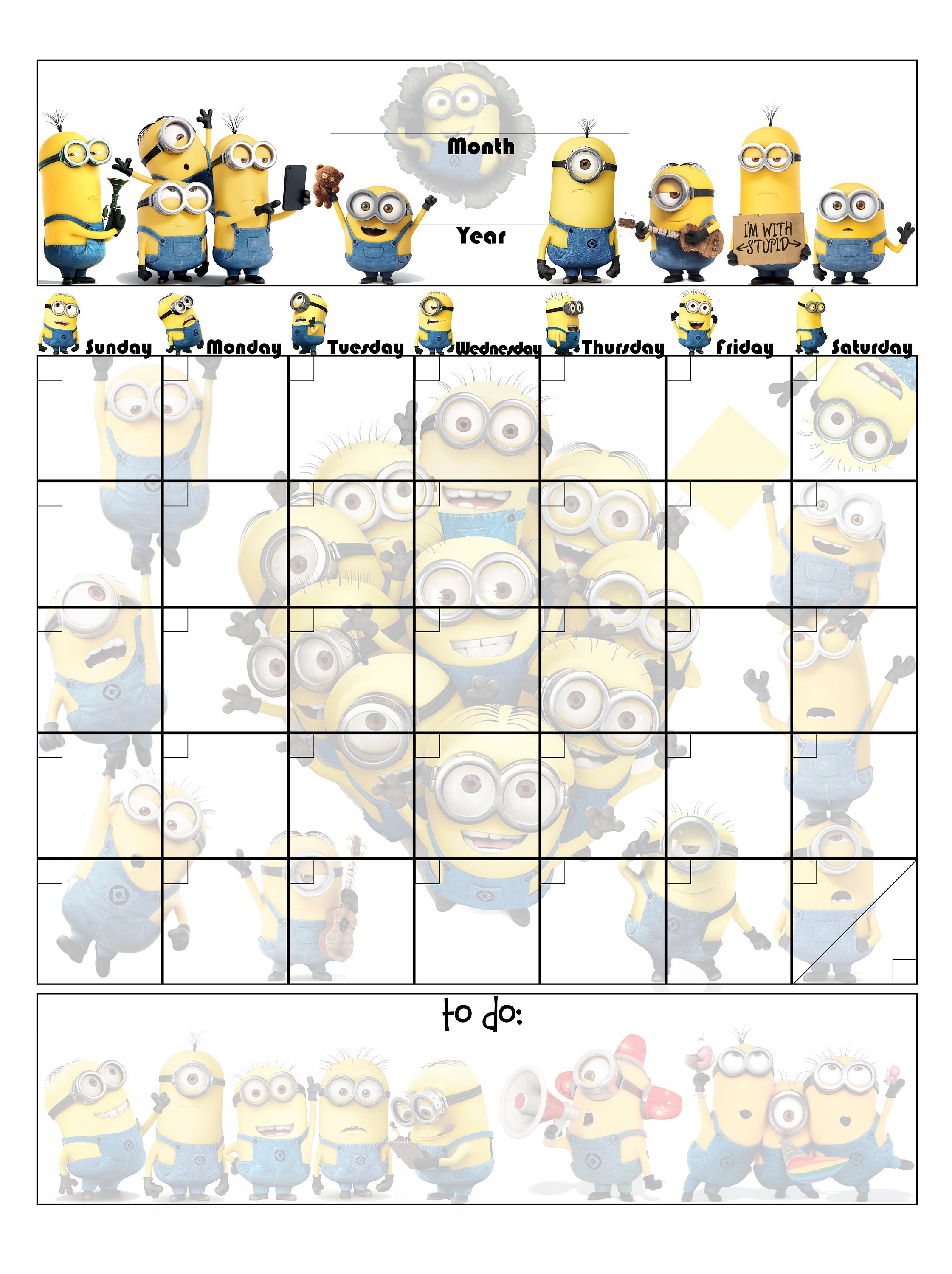 Minions Dry Erase Calendar/Planner | Etsy