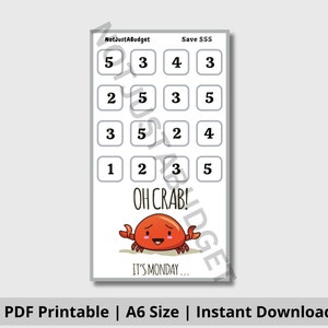 Oh Crab It&#39;s Monday Mini Saving Challenge | Low Income | Low Budget | A6 Envelopes | Mini Savings Challenge | Digital Challenge