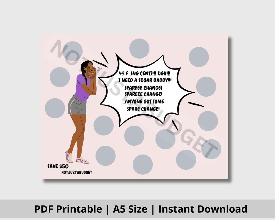 Spare Change Savings Challenge Printable Instant Download 5x7 Size