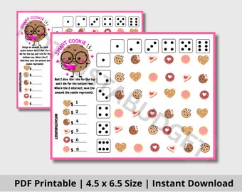 スマート クッキー ダイス 貯蓄チャレンジ | 低所得 | ロールして貯蓄 | 貯蓄目標 | 低予算 | A5 封筒に収まる | 印刷可能なチャレンジ | PDF