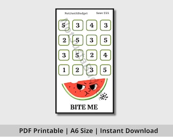 Bite Me! ミニ貯蓄チャレンジ | 印刷可能な即時ダウンロード | 月曜日のミニ貯蓄チャレンジ | 貯蓄目標 | デジタル ダウンロード|