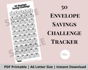 50 Envelope Savings Challenge Tracker | Mini Savings Challenge Tracker | Savings Goal | A6 Envelope | Digital Download | PDF Template
