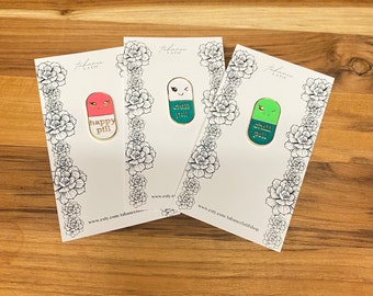 Happy Pill | Chill Pill  | Gift for Nursing Student | Nurse Enamel pins | Stressed Student | Medical Student | Healthcare Professionals