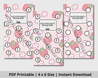 Strawberry Composition Mini Savings Challenge | Low Income | Savings Goal| Low Budget | Fits A6 Envelopes | Digital Download Challenge