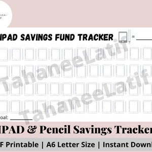 IPAD & Pencil Savings Tracker | Printable Instant Download | Mini Savings Tracker | Fits A6 Envelopes | Cash Envelopes | Sinking Funds | PDF