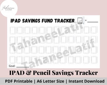 IPAD と鉛筆の貯蓄トラッカー | 印刷可能ですぐにダウンロード可能 | ミニ貯蓄トラッカー | A6 封筒に収まる | 現金封筒 | 積立金 | PDF