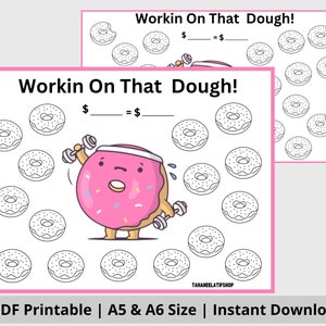 Workin' on that Dough! Saving Challenge | Low Income | Color & Save | Savings Goal| Low Budget | Fits A6 Envelopes | Monday Mini | Donuts
