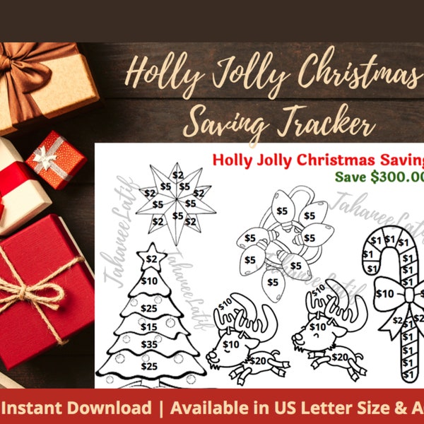 Holly Jolly Savings A6 Tracker | PDF Instant Download | Mini Savings Challenge Tracker | Digital Download | Fits A6 Envelopes