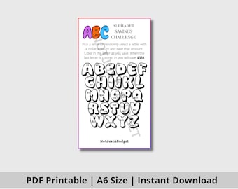 ABC Alphabet Savings Challenge | Printable Instant Download | Mini Savings Challenge Tracker | Digital Download | Savings Goal