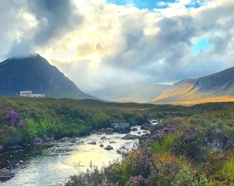 River, Wildflowers, Art Home Decor, Europe Landscape, Fine Art Photography, Dramatic Light, Nature Photo, Scottish Highlands, Creative Gift