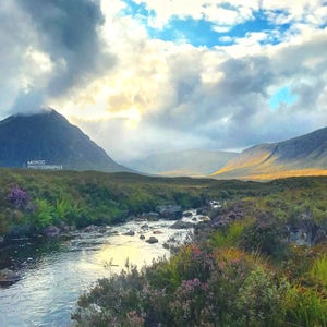 River, Wildflowers, Art Home Decor, Europe Landscape, Fine Art Photography, Dramatic Light, Nature Photo, Scottish Highlands, Creative Gift