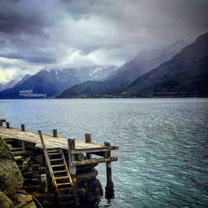 Landscape FineArt Photography, Dramatic Clouds, Norway Mountains, Storm Fjord, Europe Nature Image, Unique Art Gift Scandinavian Landscape,