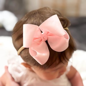 Baby Pink Ribbon Hair Bow Light Pink Boutique Hair Accessory Gift for Girl Birthday Party Hair Bow Sparkly Pink baby shower gift for girl
