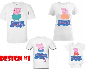 Peppa pig birthday matching family T-shirts / custom made Disney family T-shirts birthday boy – girl for all ages adults – youth-toddlers -