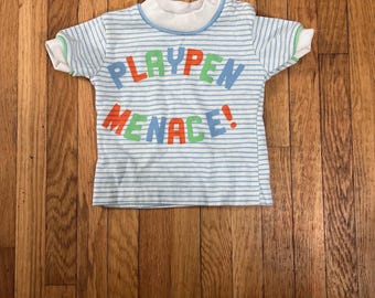 Camiseta vintage J.C. Penney Toddle Time 0/3 M Playpen Menace