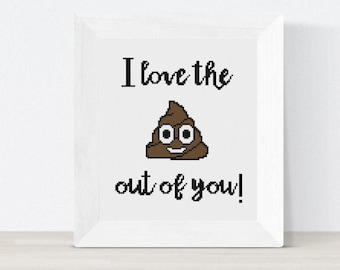 Funny Poop Emoji Cross Stitch Pattern, Sarcastic Embroidery (PDF Pattern)